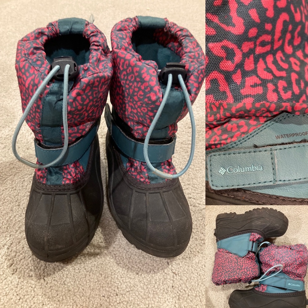 Columbia Girls Powderbug Forty Print leopard print snow boot - little kids 13